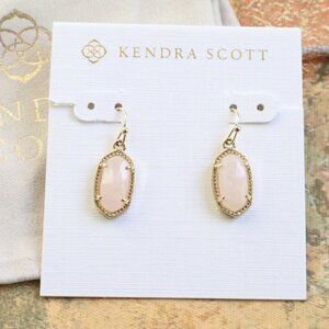 Kendra Scott Lee Drop Earrings Rose Quartz Gold